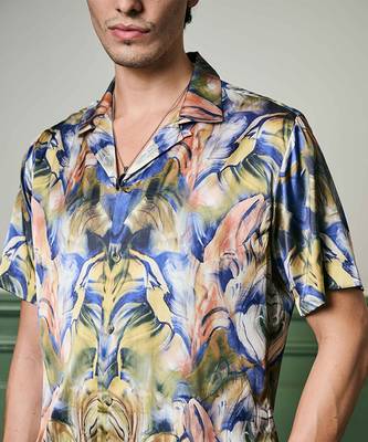 Verdant dreams habutai silk shirt 4