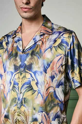 Verdant dreams habutai silk shirt