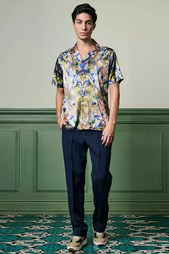 Verdant dreams habutai silk shirt