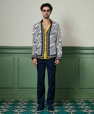 Aztec geometry habutai silk shirt 1