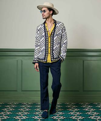 Aztec geometry habutai silk shirt 3