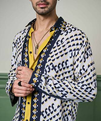 Aztec geometry habutai silk shirt 4