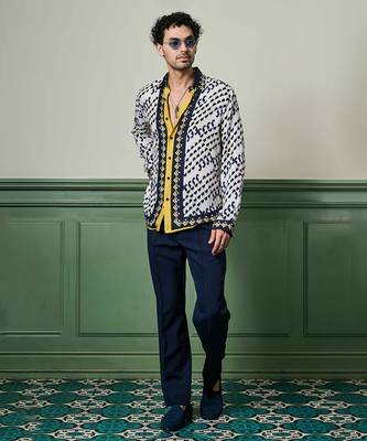 Aztec geometry habutai silk shirt 5