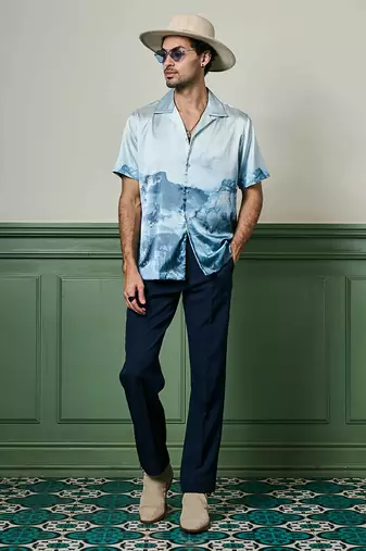 Arctic reflections habutai silk shirt