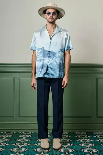 Arctic reflections habutai silk shirt