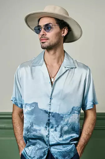 Arctic reflections habutai silk shirt