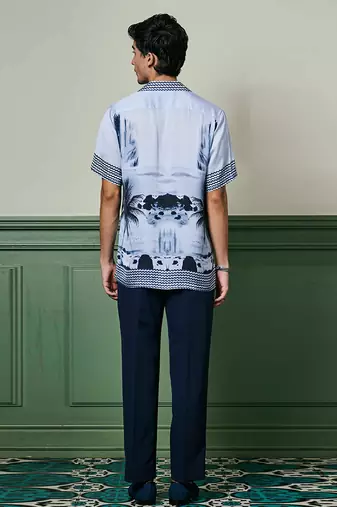 Tropical twilight habutai silk shirt