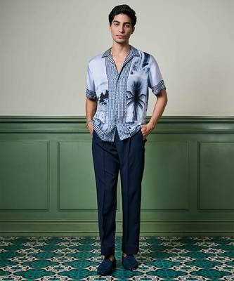 Tropical twilight habutai silk shirt 3