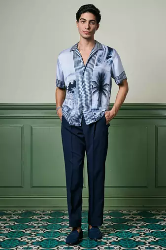 Tropical twilight habutai silk shirt
