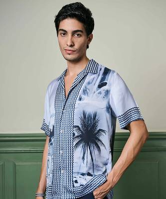 Tropical twilight habutai silk shirt 4