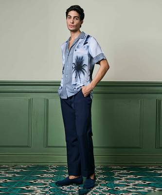 Tropical twilight habutai silk shirt 5