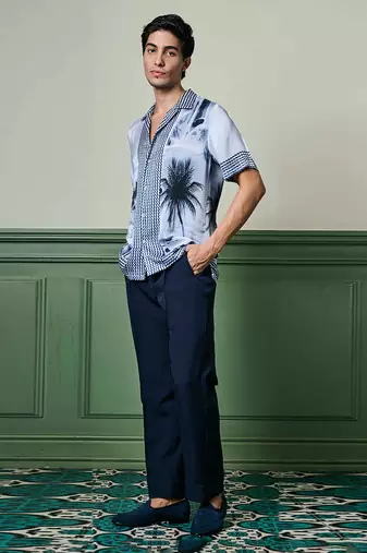 Tropical twilight habutai silk shirt