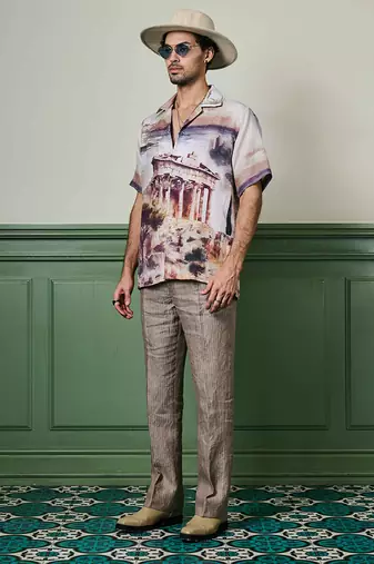 Athenian glory linen cuban shirt