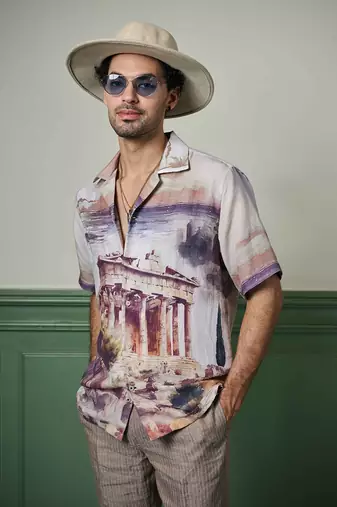 Athenian glory linen cuban shirt