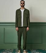 Olive green biscuit crepe coord set