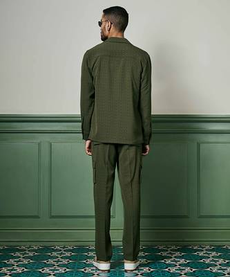 Olive green biscuit crepe coord set 2