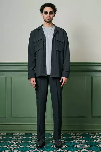 Charcoal biscuit crepe coord set