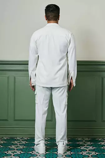 White biscuit crepe coord set