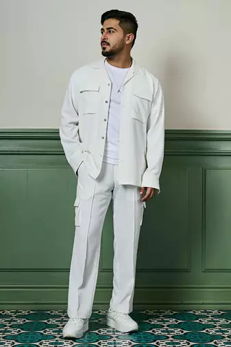 White biscuit crepe coord set