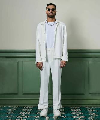 White textured knit jacket 1