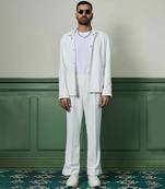 White textured knit jacket