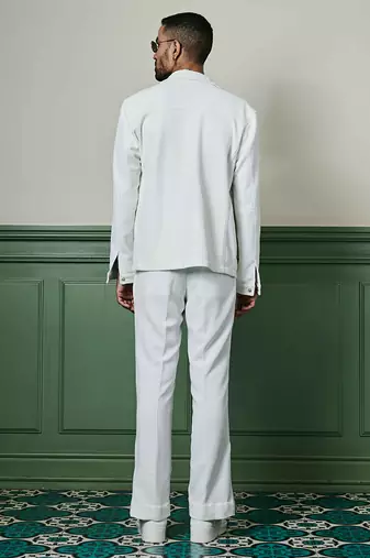 White textured knit jacket