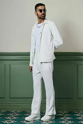 White textured knit jacket