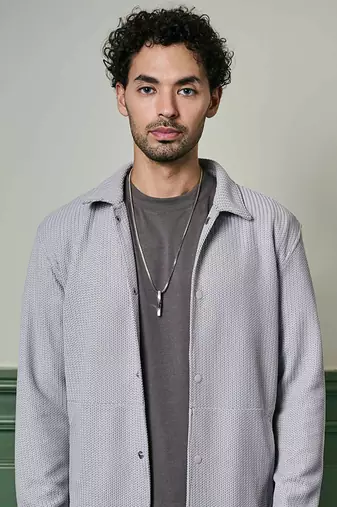 Light grey textured knit jacket
