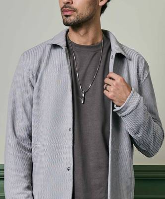 Light grey textured knit jacket 4