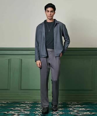 Charcoal grey textured knit jacket 1