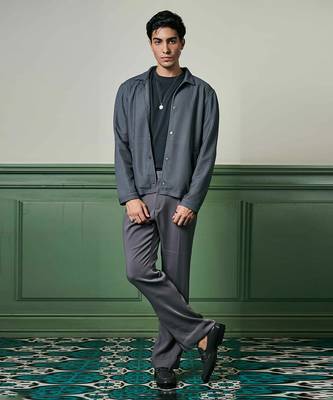 Charcoal grey textured knit jacket 4
