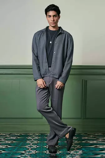 Charcoal grey textured knit jacket