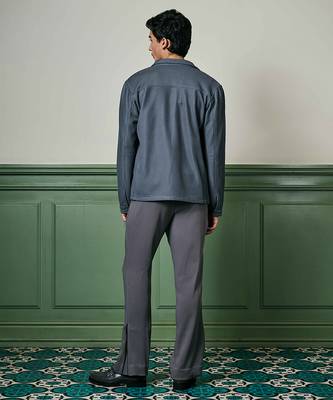 Charcoal grey textured knit jacket 5