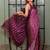 Magenta chiffon foil stripes leheriya print sequins lace border saree with unstiched blouse piece