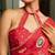 Red chiffon chevron zig zag block print lace border saree with unstiched blouse piece