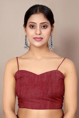 Maroon chiffon floral print leaf print saree with unstiched blouse piece 5