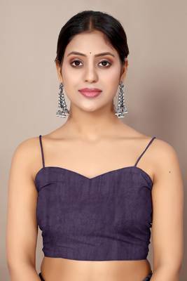Dark lavender chiffon floral print leaf print saree with unstiched blouse piece 5