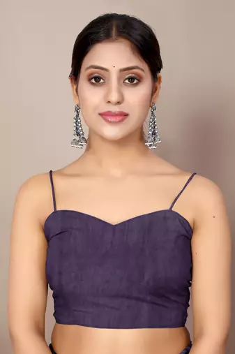 Dark lavender chiffon floral print leaf print saree with unstiched blouse piece