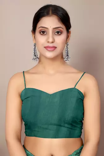 Teal green chiffon floral print leaf print saree with unstiched blouse piece