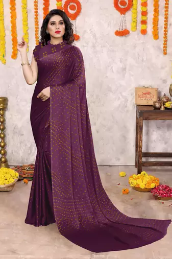 Olive green chiffon floral botanical print printed saree with unstiched blouse piece