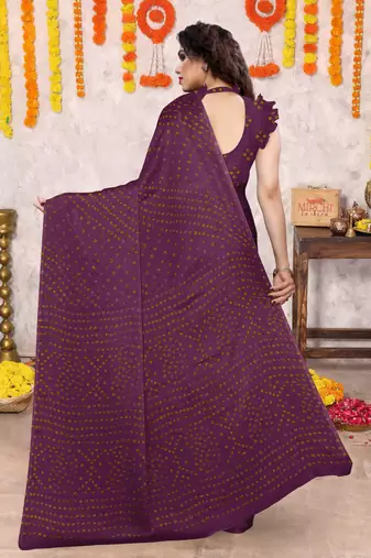 Olive green chiffon floral botanical print printed saree with unstiched blouse piece