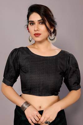 Black art silk floral kalamkari print saree with unstiched blouse piece 5