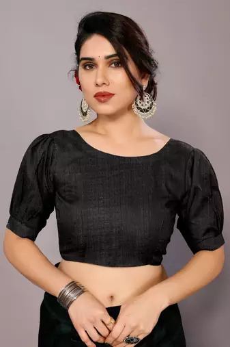 Black art silk floral kalamkari print saree with unstiched blouse piece