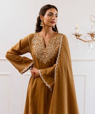 Brown anti fit anarkali suit set 2