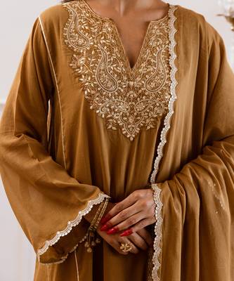Brown anti fit anarkali suit set 3