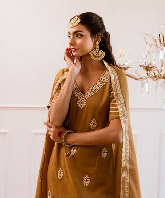 Brown kurta with sharara suit set 3
