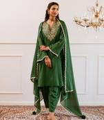 Green anti fit anarkali suit set