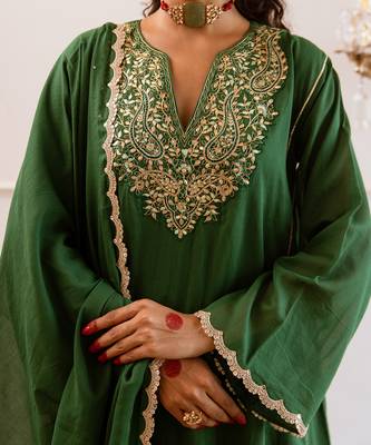 Green anti fit anarkali suit set 4