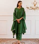 Green kali anarkali suit set