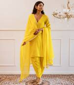 Yellow kurta with salwar suit set